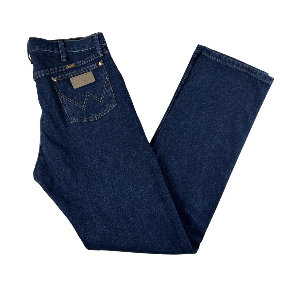 Wrangler Jeans Mens 34x36 Dark Wash Regular Straight Denim Zip Fly 1013MWZDD